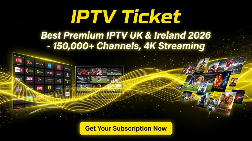 Best Premium IPTV UK Ireland 2026 with 150000+ Channels 4K Streaming Banner